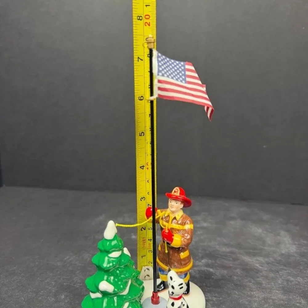 Department 56 Original Snow Village Fireman Raising the Flag 55154